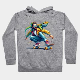 Skater Dude with Bearded Dragon Hoodie